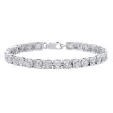 0.25 Carat (ctw) Sterling Silver Round White Diamond Ladies Tennis Bracelet 1/4 CT