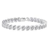 1.15 Carat (ctw) Sterling Silver Round White Diamond Ladies Tennis Bracelet