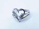 0.18 Carat (ctw) 10K White Gold Round White Diamond Cocktail Heart Shape Right Hand Ring