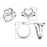0.18 Carat (ctw) 10K White Gold Round White Diamond Cocktail Heart Shape Right Hand Ring