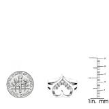 0.18 Carat (ctw) 10K White Gold Round White Diamond Cocktail Heart Shape Right Hand Ring
