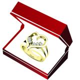 0.18 Carat (ctw) 10K Yellow Gold Round White Diamond Cocktail Heart Shape Right Hand Ring
