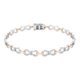 0.55 Carat (ctw) 14K White & Rose Gold Round Diamond Ladies Infinity Tennis Link Bracelet 1/2 CT