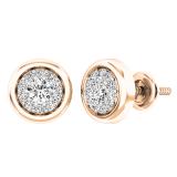 0.40 Carat (ctw) 10K Rose Gold Round White Diamond Ladies Cluster Stud Earrings