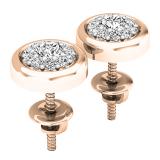 0.40 Carat (ctw) 10K Rose Gold Round White Diamond Ladies Cluster Stud Earrings