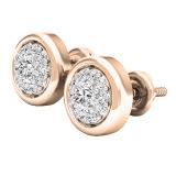 0.40 Carat (ctw) 10K Rose Gold Round White Diamond Ladies Cluster Stud Earrings