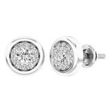 0.40 Carat (ctw) 10K White Gold Round White Diamond Ladies Cluster Stud Earrings