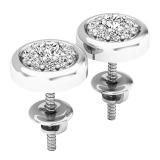 0.40 Carat (ctw) 10K White Gold Round White Diamond Ladies Cluster Stud Earrings