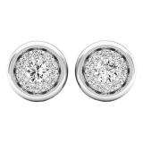 0.40 Carat (ctw) 10K White Gold Round White Diamond Ladies Cluster Stud Earrings