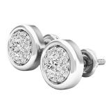 0.40 Carat (ctw) 10K White Gold Round White Diamond Ladies Cluster Stud Earrings
