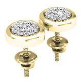 0.40 Carat (ctw) 10K Yellow Gold Round White Diamond Ladies Cluster Stud Earrings