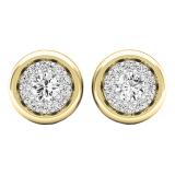 0.40 Carat (ctw) 10K Yellow Gold Round White Diamond Ladies Cluster Stud Earrings