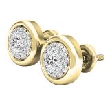 0.40 Carat (ctw) 10K Yellow Gold Round White Diamond Ladies Cluster Stud Earrings