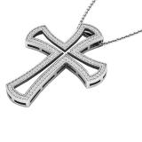 0.55 Carat (ctw) 10K White Gold Round White Diamond Men's Ladies Unisex Cross Pendant 1/2 CT
