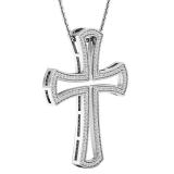 0.55 Carat (ctw) 18K White Gold Round White Diamond Men's Ladies Unisex Cross Pendant 1/2 CT