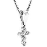0.10 Carat (ctw) Sterling Silver Round White Diamond Ladies Cross Pendant 1/10 CT
