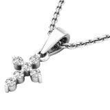 0.10 Carat (ctw) Sterling Silver Round White Diamond Ladies Cross Pendant 1/10 CT