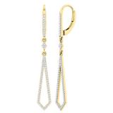 0.50 Carat (ctw) 10K Yellow Gold Round White Diamond Ladies Kite Shape Dangling Drop Earrings 1/2 CT
