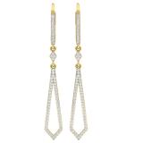 0.50 Carat (ctw) 10K Yellow Gold Round White Diamond Ladies Kite Shape Dangling Drop Earrings 1/2 CT
