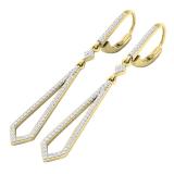 0.50 Carat (ctw) 10K Yellow Gold Round White Diamond Ladies Kite Shape Dangling Drop Earrings 1/2 CT