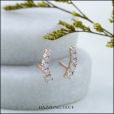 0.50 Carat (ctw) 10K Rose Gold Round White Diamond Ladies Curved Bar Ear Climber Earrings 1/2 CT