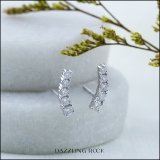 0.50 Carat (ctw) 10K White Gold Round White Diamond Ladies Curved Bar Ear Climber Earrings 1/2 CT