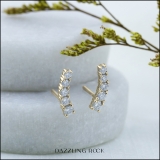 0.50 Carat (ctw) 10K Yellow Gold Round White Diamond Ladies Curved Bar Ear Climber Earrings 1/2 CT