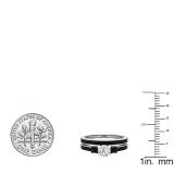 5 MM Round White Sapphire & 0.45 CT Black Diamond Bridal 3 Stone Engagement Ring Set in 925 Sterling Silver