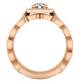 0.85 Carat (ctw) 10K Rose Gold Round White Diamond Ladies Engagement Ring With Double Band Set