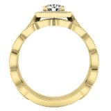 0.85 Carat (ctw) 10K Yellow Gold Round White Diamond Ladies Engagement Ring With Double Band Set