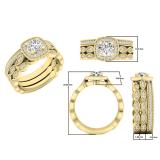 0.85 Carat (ctw) 10K Yellow Gold Round White Diamond Ladies Engagement Ring With Double Band Set