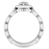 0.85 Carat (ctw) 18K White Gold Round White Diamond Ladies Engagement Ring With Double Band Set
