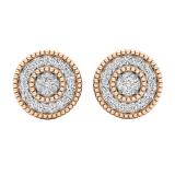 0.10 Carat (ctw) 10K Rose Gold Round White Diamond Ladies Cluster Stud Earrings 1/10 CT