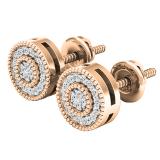0.10 Carat (ctw) 10K Rose Gold Round White Diamond Ladies Cluster Stud Earrings 1/10 CT