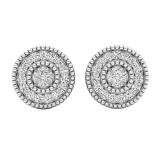 0.10 Carat (ctw) 10K White Gold Round White Diamond Ladies Cluster Stud Earrings 1/10 CT