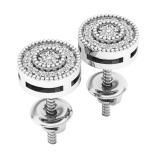 0.10 Carat (ctw) 10K White Gold Round White Diamond Ladies Cluster Stud Earrings 1/10 CT