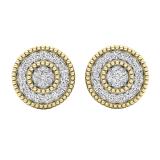 0.10 Carat (ctw) 10K Yellow Gold Round White Diamond Ladies Cluster Stud Earrings 1/10 CT