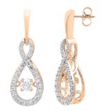 0.60 Carat (ctw) 18K Rose Gold Round Dancing Diamond Ladies Infinity Loop Drop Earrings