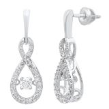 0.60 Carat (ctw) 18K White Gold Round Dancing Diamond Ladies Infinity Loop Drop Earrings