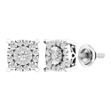 0.30 Carat (ctw) 10K White Gold Round White Diamond Ladies Stud Earrings 1/3 CT