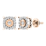 0.30 Carat (ctw) 14K Rose Gold Round White Diamond Ladies Stud Earrings 1/3 CT