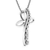 0.35 Carat (ctw) 14K White Gold Round Diamond Ladies Journey & Cross Pendant 1/3 CT