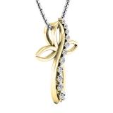 0.35 Carat (ctw) 14K Yellow Gold Round Diamond Ladies Journey & Cross Pendant 1/3 CT