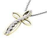 0.35 Carat (ctw) 14K Yellow Gold Round Diamond Ladies Journey & Cross Pendant 1/3 CT