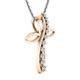 0.35 Carat (ctw) 18K Rose Gold Round Diamond Ladies Journey & Cross Pendant 1/3 CT
