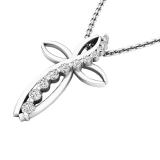 0.35 Carat (ctw) 18K White Gold Round Diamond Ladies Journey & Cross Pendant 1/3 CT