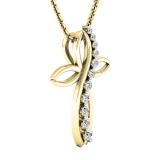 0.35 Carat (ctw) 10K Yellow Gold Round Diamond Ladies Journey & Cross Pendant 1/3 CT