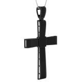 1.90 Carat (ctw) Black Rhodium Plated Sterling Silver Round Black Diamond Ladies Cross Pendant