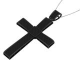 1.90 Carat (ctw) Black Rhodium Plated Sterling Silver Round Black Diamond Ladies Cross Pendant