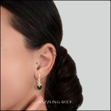 0.25 Cttw Round Black & White Natural Diamond Heart Screw Back Dangling Drop Earrings for Women in 18K Yellow Gold